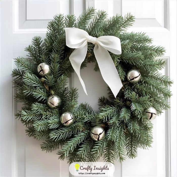 Silver Bell and White Ribbon Wreath diy