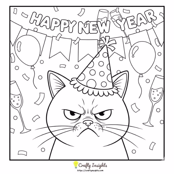 Cat in a Party Hat Looking Annoyed