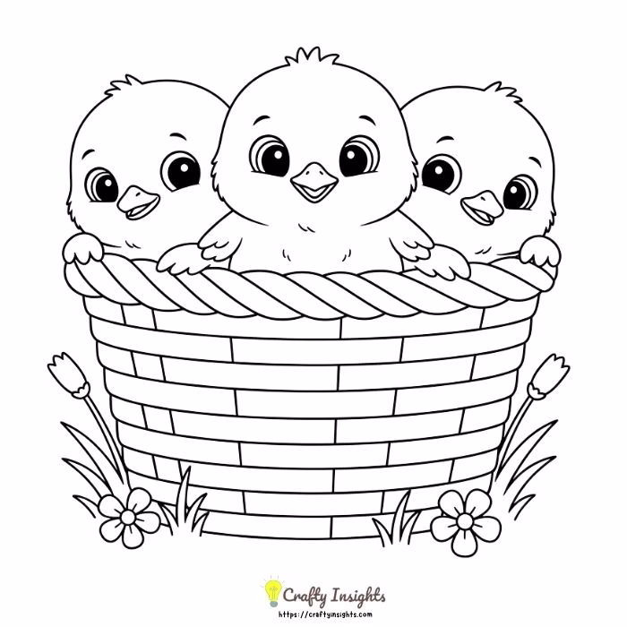 Baby Chicks Peeking Out of a Basket