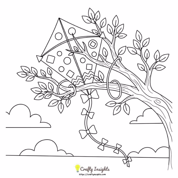 Brightly Colored Kite Tangled in a Tree Branch