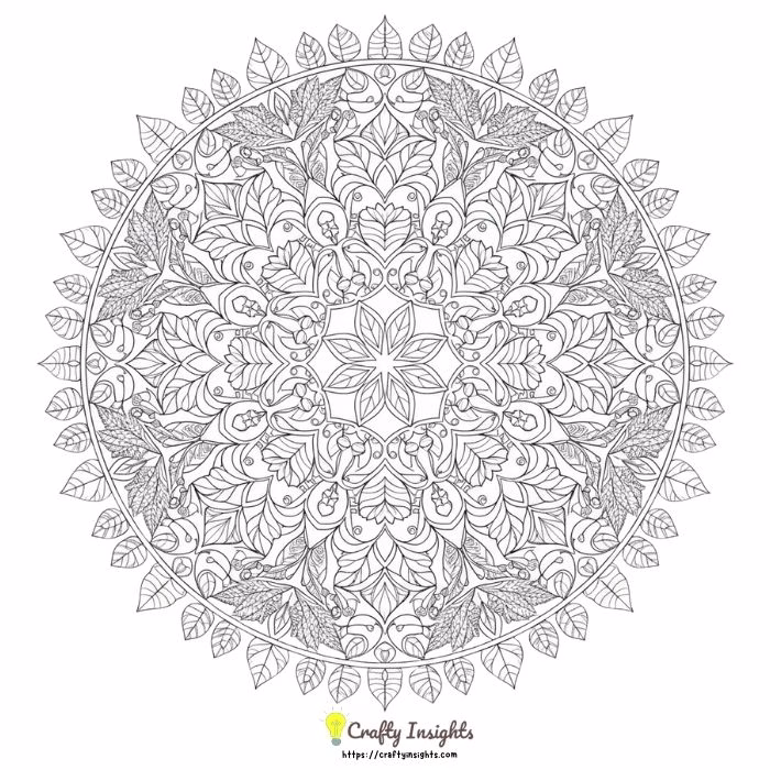 Circular Mandala Pattern Made of Spring Leaves