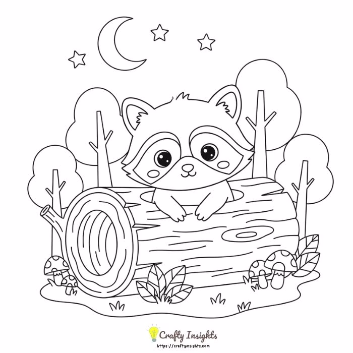 Cute Raccoon Peeking from a Hollow Log