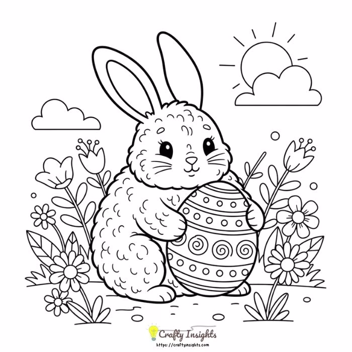Fluffy Easter Bunny with a Decorated Egg