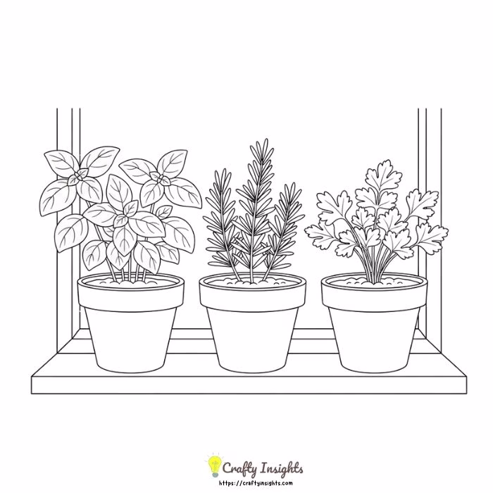 Fresh Herbs Growing in Small Clay Pot