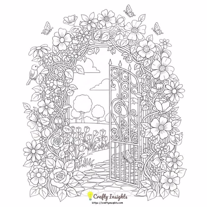 Garden Gate Wrapped in Flowering Vines