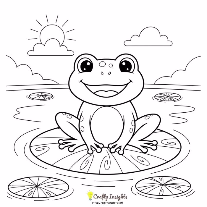 Happy Frog Sitting on a Lily Pad