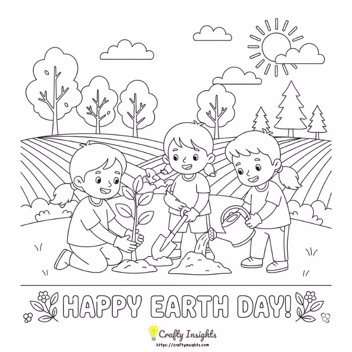 Kids Planting a New Tree for Earth Day
