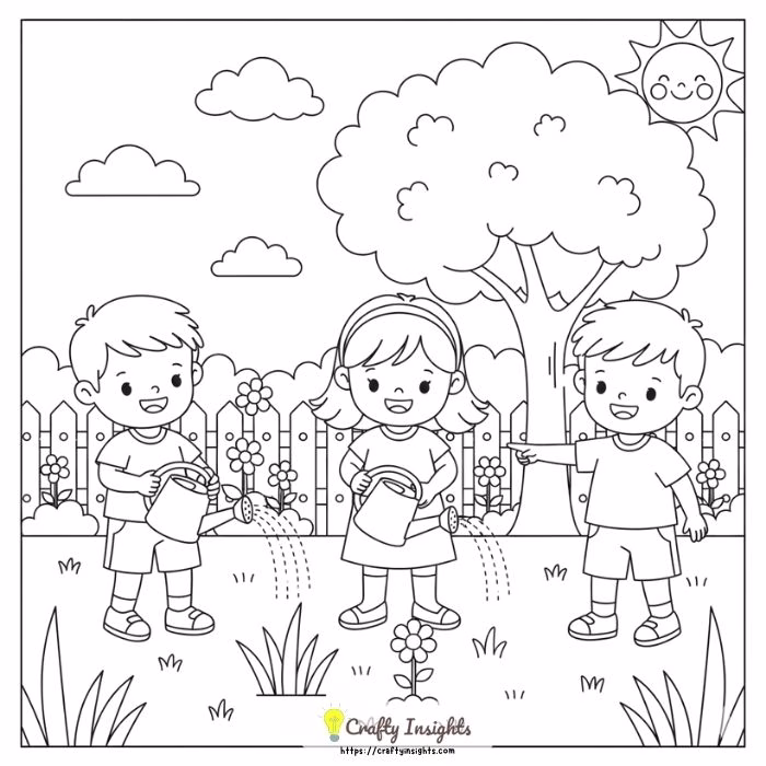Kids Using a Sprinkler to Water the Grass