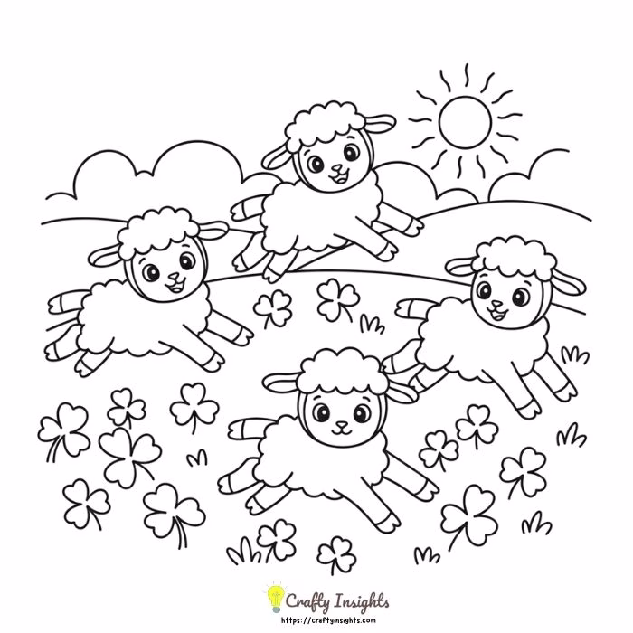 Playful Lambs Frolicking in a Clover Field