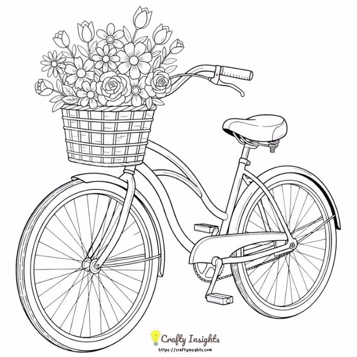 Retro Bicycle with a Front Flower Basket