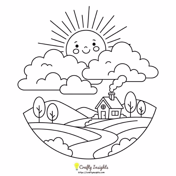 Smiling Sun Peeking Through Soft Clouds