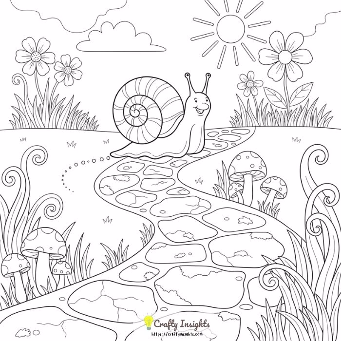 Snail Making Its Way Along a Stone Path