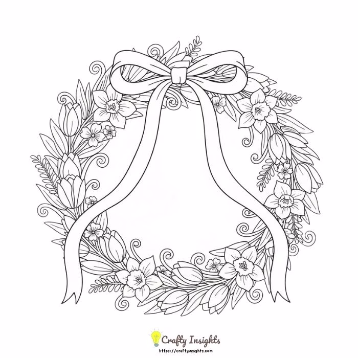 Spring Floral Wreath with Satin Ribbons