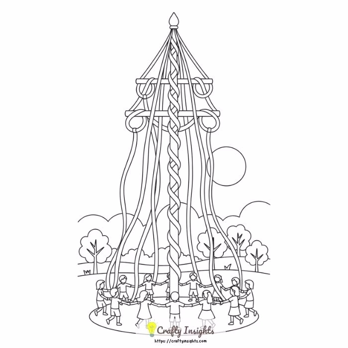 Traditional Maypole with Intertwining Ribbons