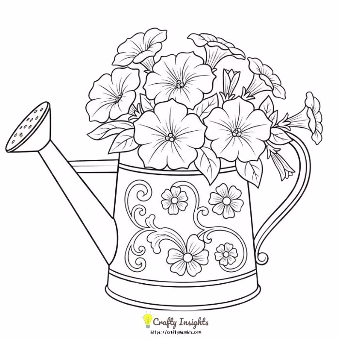 Vintage Watering Can Overflowing with Petunias