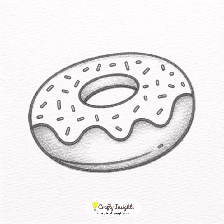 Cute donut drawing with frosting and sprinkles
