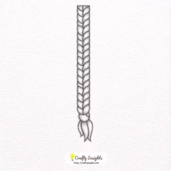 Simple hair braid drawing with overlapping curved sections